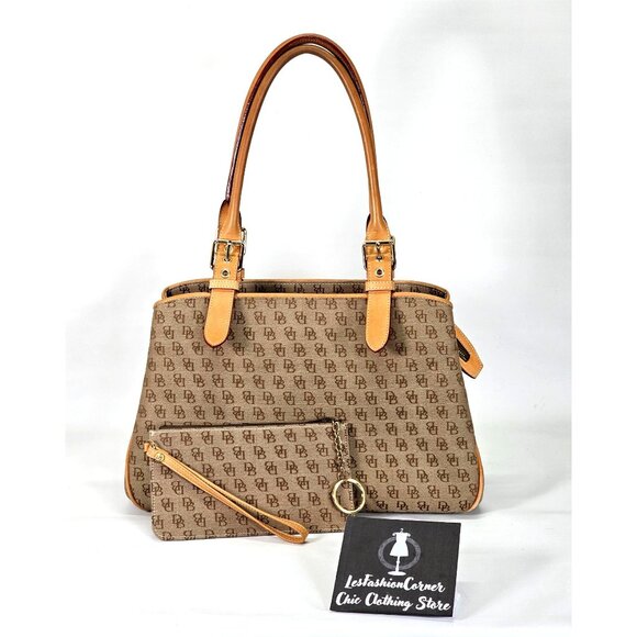 Dooney and Bourke Mocha Signature Monogram Logo Purse Satchel Medium 1701 - Picture 5 of 16